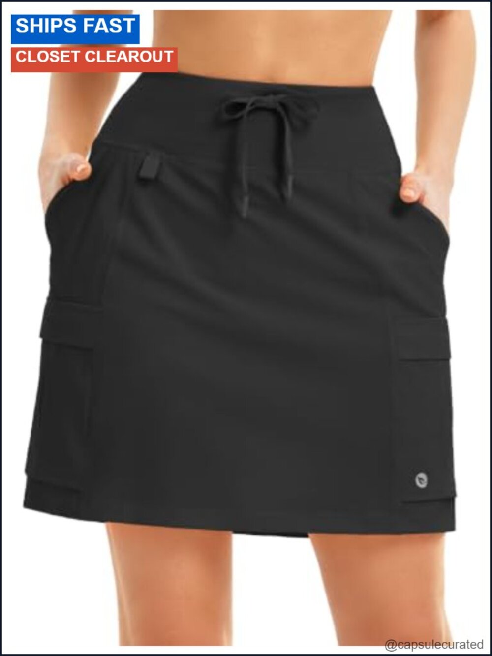 16" Hiking Cargo Skort with Pockets Knee Length Skirt UPF 50+